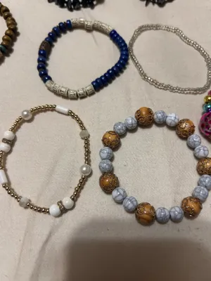 10 Piece Boho Stretch Bracelet Lot | Beaded Costume Jewelry Bundle | Handmade Style thumbnail 6