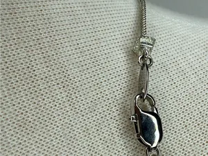 DY Designer Necklace Silver Tear Drop Pendant two stones clear Cubic Zirconia thumbnail 4
