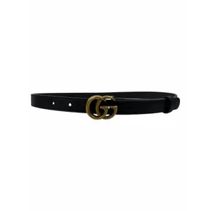 Gucci GG Logo Buckle Marmont Thin Belt Black Smooth Leather Size 80cm/32" thumbnail 4