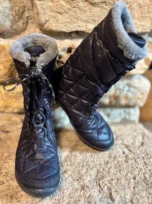 Columbia Powder Summit II Black Gray Down Faux Fur Waterproof Winter Boots 8.5 thumbnail 1
