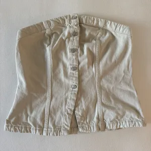 Divided H&M Beige Button-Up Strapless Top thumbnail 1