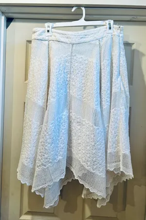 Annabella White Midi Lace Handkerchief Skirt thumbnail 1
