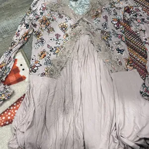 Gypsies & Moondust Pink Retro Floral‎ Lace Peek A Boo Flowy Mini Dress L thumbnail 8