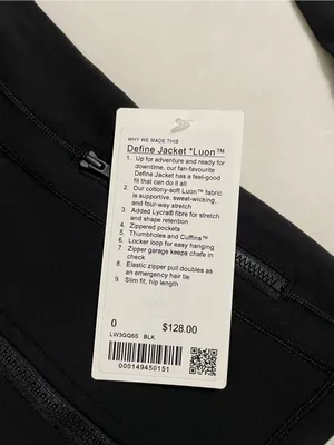 Lululemon NWT Define Jacket Luon Size 0 Black Full zip up thumbnail 9