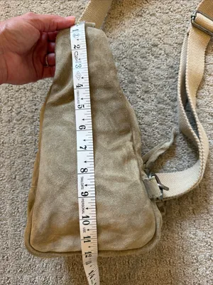 Free People Beige Pebble Hudson Suede Leather Sling Crossbody Bag Minimal thumbnail 7