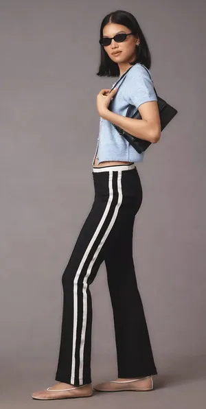 Maeve Anthropologie Knitted Straight leg black/white stripe pants size small thumbnail 1