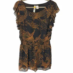 Whimsical Noir Mimi Chica Bird & Ruffle Boho Romper Earthy Hippie Festival M thumbnail 4