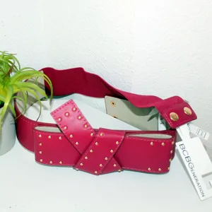 BCBGeneration NWT Wide Studded Bow Belt Red thumbnail 6