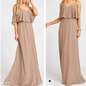 SMYM Caitlin Ruffle Maxi Dress in Dune Chiffon thumbnail 2