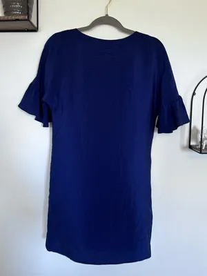 Amanda Uprichard 100% Silk Blue Short Flutter Sleeve Mini Dress Size Small thumbnail 2