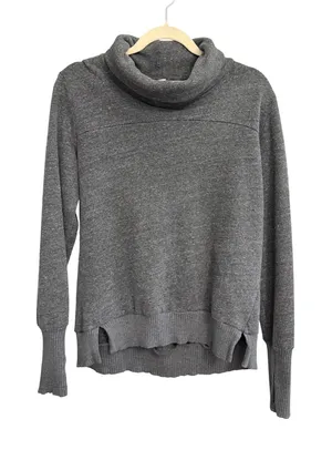 Alo Yoga Haze Pullover Sweatshirt Anthracite Heather Gray Cowl Neck Size M thumbnail 1