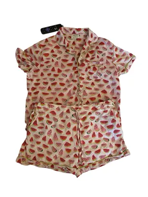 Mahogany Watermelon 100% Cotton Short Pajama Set pjs vacation whimsy novelty thumbnail 4
