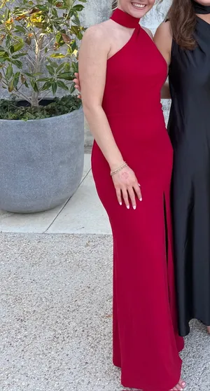 Lulus Keep It Interesting Red Asymmetrical Halter Dress thumbnail 2