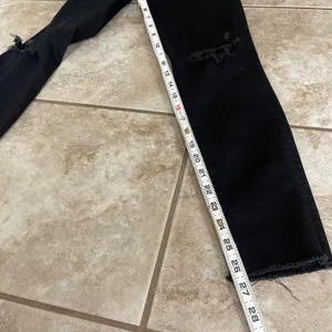 Mother Looker Ankle Fray Jeans Guilty as Sin Black Distressed Skinny 27 EUC thumbnail 10