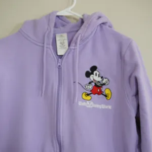 Disney Parks Walt Disney World Mickey Mouse Zip Up Hoodie Purple Women Large thumbnail 3