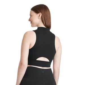 NWT All In Motion Light Support High-Neck Crop Sports Bra 89809232 Black XS thumbnail 4