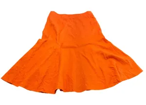 JM Collection 100% Linen Burnt Orange Flared Midi Skirt Size 16‎ earthy cottage thumbnail 1