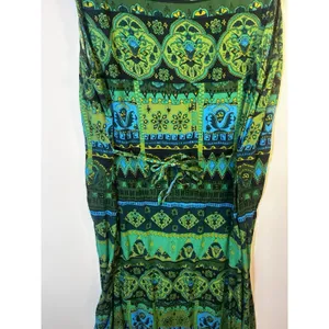 R&K Originals Size 18 Green Blue Black Geometric Scoop Neck Rayon Maxi Side Slit thumbnail 13