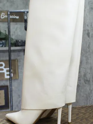NWT INC International Concepts Cuff Pointed-Toe Dress Boots White Smooth 5M thumbnail 4