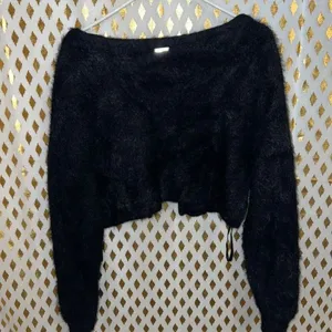 Fabletics Mini Crop Cardigan in Faux Mohair Black size L thumbnail 9