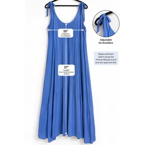 Love X Design Maxi Dress XL Blue Rayon Boho Flowy Tiered Tie Shoulder Resort thumbnail 2