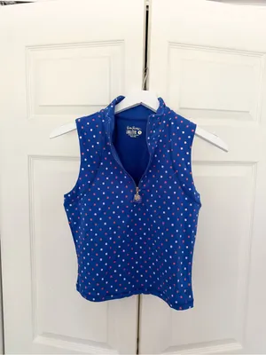 NWOT Lilly Pulitzer Luxletic Callie Half Zip Borealis Blue Print Top Size Small thumbnail 3