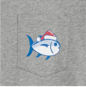 Southern Tide Men’s Gray Heather Fair Isle Holiday Skipjack Pocket T-Shirt thumbnail 3