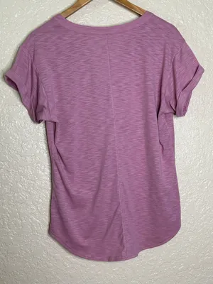 🩷 L.L. Bean Women Medium Streamside Tee Short-Sleeve Splitneck Dusty Rose Casual thumbnail 7
