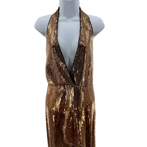 Lovers + Friends Duchess Sequin Dress‎ XL NWT Gold Halter Midi Party Cocktail thumbnail 6