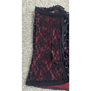 Black Red Lace Bustier Corset Top Strapless Gothic Victorian Style Size M thumbnail 8