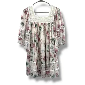 Olivaceous Floral Lace Babydoll Dress Women's Small Pink White Boho Cottage‎ thumbnail 2