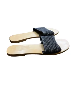 ✨🖤‎ Dolce Vita Woven Raffia Slide Sandals Black Size 10 🖤✨ thumbnail 3
