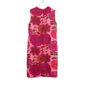 Musette 1960s Vintage Pink Floral High Neck Sleeveless Mini Dress XS Retro Mod thumbnail 3