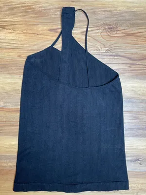Free People Intimately Free Black One Shoulder Tank Top Cutout Medium Y2K Ribbed thumbnail 4
