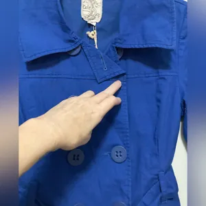 *Tulle Anthropologie New Royal Blue Double Breasted Peacoat Jacket#HC thumbnail 3