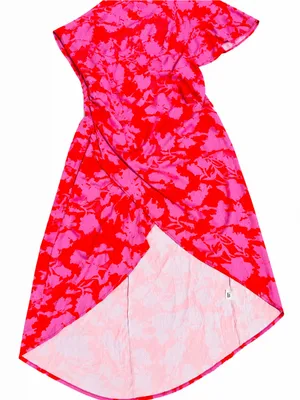 Pink Abstract Floral Wrap Maxi Dress XL Resort Vacation dopamine dressing thumbnail 5