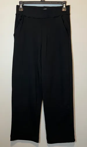 AYR The Supercool Black Wide Leg Crop Pants Pima Cotton Modal Small thumbnail 1