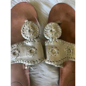 Jack Rogers Metallic Gold Leather Sandals size 7 thumbnail 2