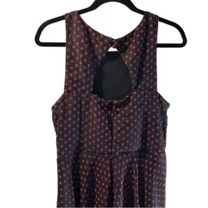 Eva Franco Womens 14‎ Polka Dot Ruffle Fit & Flare Dress Navy Red Keyhole Back thumbnail 7