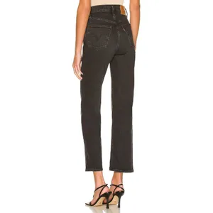 NWT Levi's Ribcage Straight Ankle in Feelin' Cagey Black Super High Rise Jean 28 thumbnail 3
