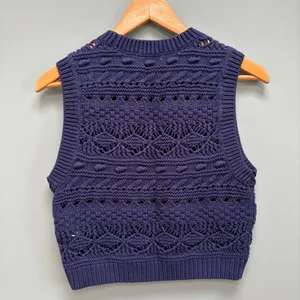 Madewell Open Stitch Sweater Vest in Navy S thumbnail 9