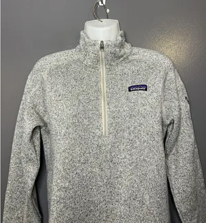 Patagonia Sweater Womens Small Gray Better Sweater 1/4 Zip Mock Neck Fleece thumbnail 1