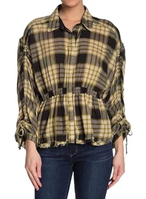 We the Free pacific dawn plaid wool blend shirt PLAID SIZE SMALL thumbnail 1