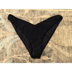 Beach Riot Phoebe High Cut Bikini Swim Bottom Black Ribbed Sz M NEW $98 thumbnail 4