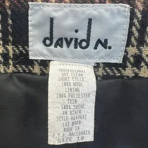 David N. Blazer Vintage Wool Plaid‎ Suede Trim Jacket Brown Black 10 Academia thumbnail 2