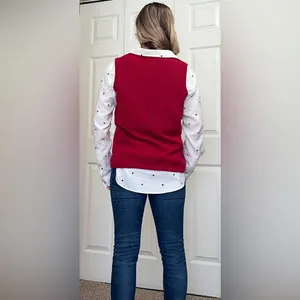Vintage 80s Designers Originals Crewneck Sweater Vest - Red - M thumbnail 2
