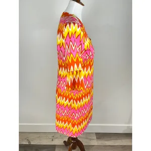 NWT Skirtin Around‎ Zig Zag Print Dress Size 8 Pink Orange Yellow 100% Cotton thumbnail 10