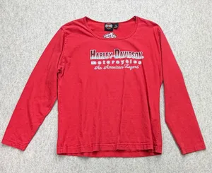 Vintage Harley-Davidson Shirt Women M Red Biker Americana Y2K Grunge Moto Travel thumbnail 1