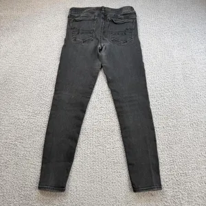 American Eagle Black Skinny Jeans Womens 8 Stretch Jegging Faded Wash High Rise thumbnail 2