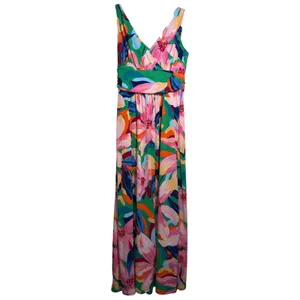 Pappagallo Floral Maxi Dress Sleeveless V Neck Empire Waist S‎ thumbnail 2